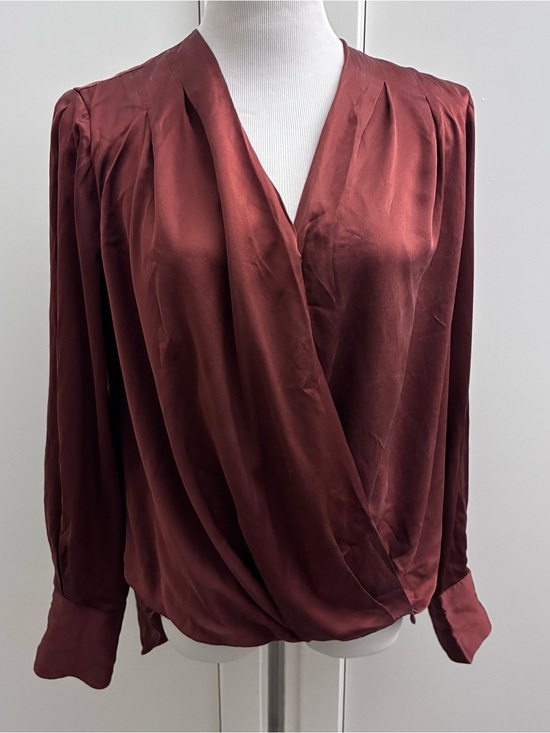 rag & bone Tops - Rag & Bone Women’s Large Silk Blouse Bronze Draped Surplice Business Casual